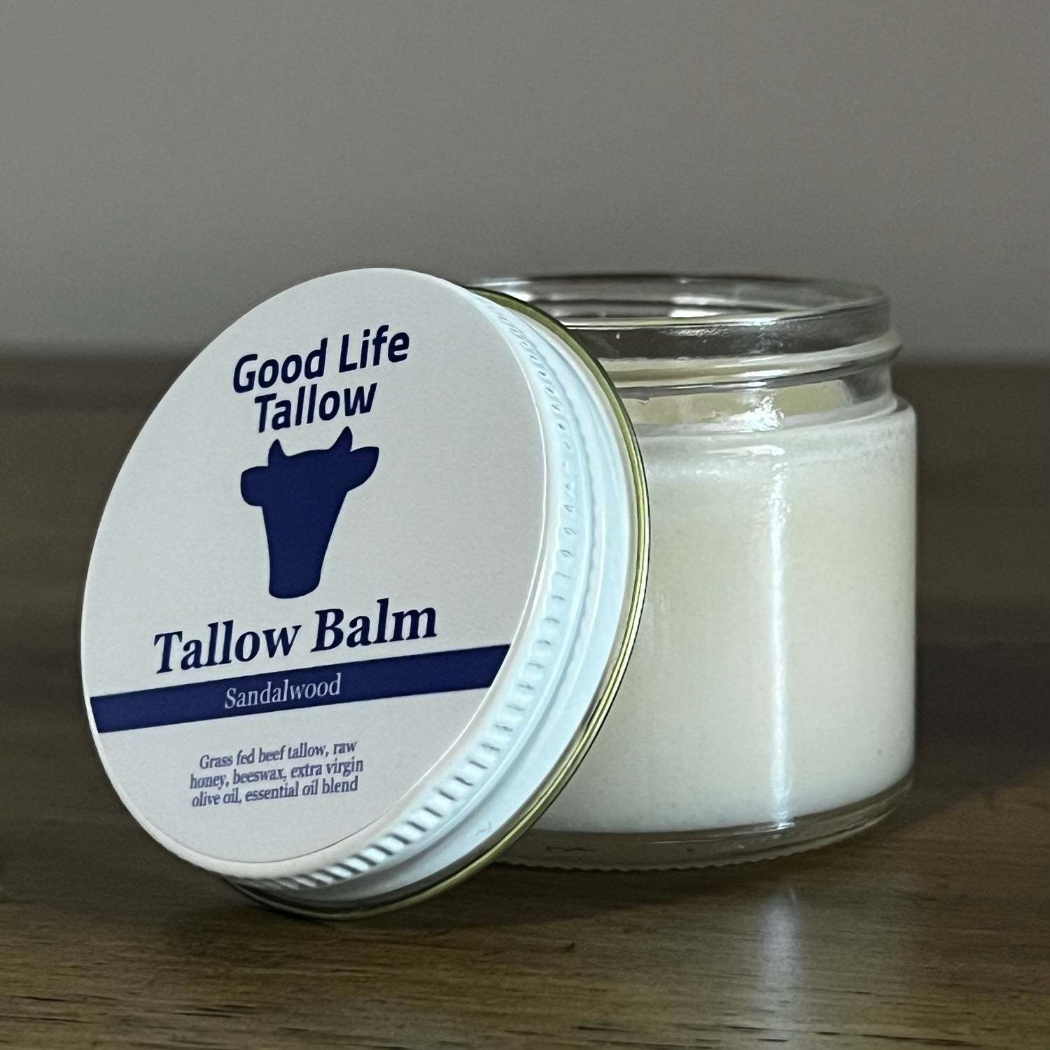 tallow balm jar showcasing clean and natural ingredients